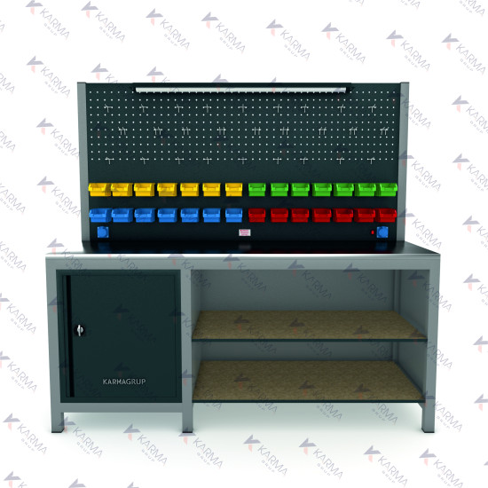 KARMA 2MT DOLAPLI RAFLI ÇALIŞMA TEZGAHI KARMA 2MT DOLAPLI RAFLI ÇALIŞMA TEZGAHI