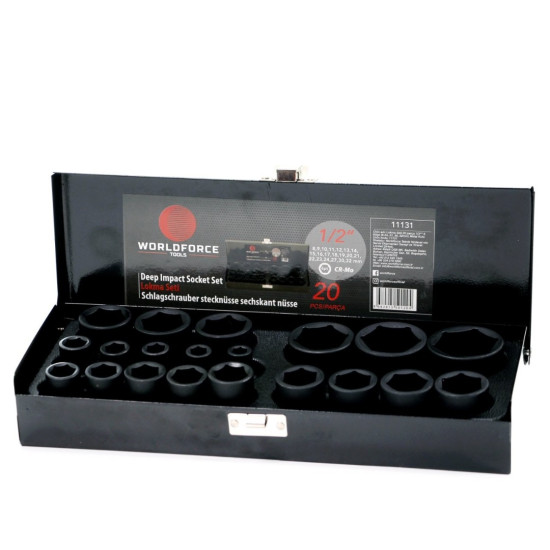 Lokma Seti 20 parça 1/2'' 6 Köşe (8- 24, 27, 30, 32mm) Metal Kutu