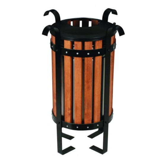 KR 136 AHŞAP KAPLAMALI LAMALI DIŞ MEKAN ÇÖP KOVASI