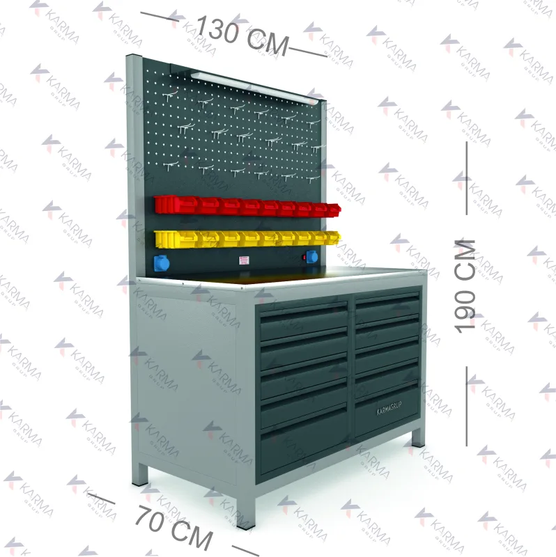 KARMA 130CM 10 ÇEKMECELİ ÇALIŞMA TEZGAHI