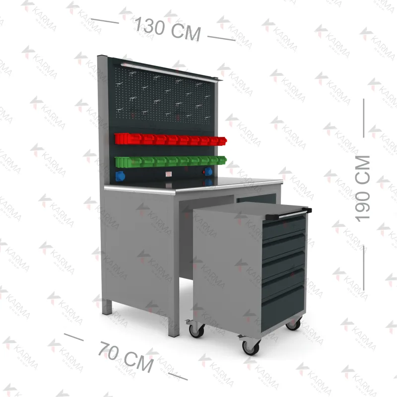 KARMA 130CM 1 DOLAP 5 ÇEKMECE SEYYAR ÇALIŞMA TEZGAHI