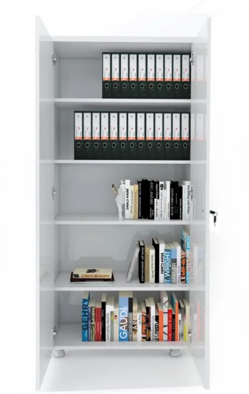 TAM KAPAK KİTAPLIK DOSYA DOLABI BEYAZ - 80X38X188