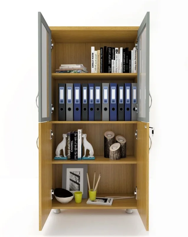 2 CAM KAPAKLI KİLİTLİ DOSYA DOLABI TEAK 80X38X153