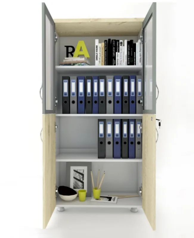 2 CAM KAPAKLI KİLİTLİ DOSYA DOLABI 80X38X153