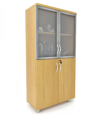 2 CAM Kapaklı ki̇Li̇Tli̇ Dosya Dolabı Teak 80x38x153